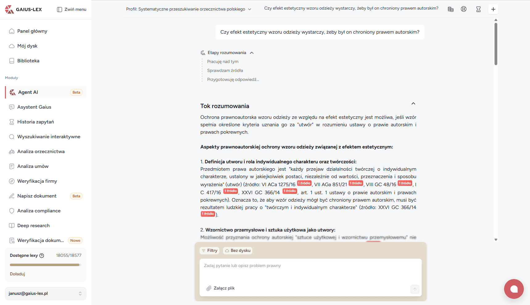 Agent Gaius w praktyce: od celu, przez dobór źródeł, po wynik z przypisami.